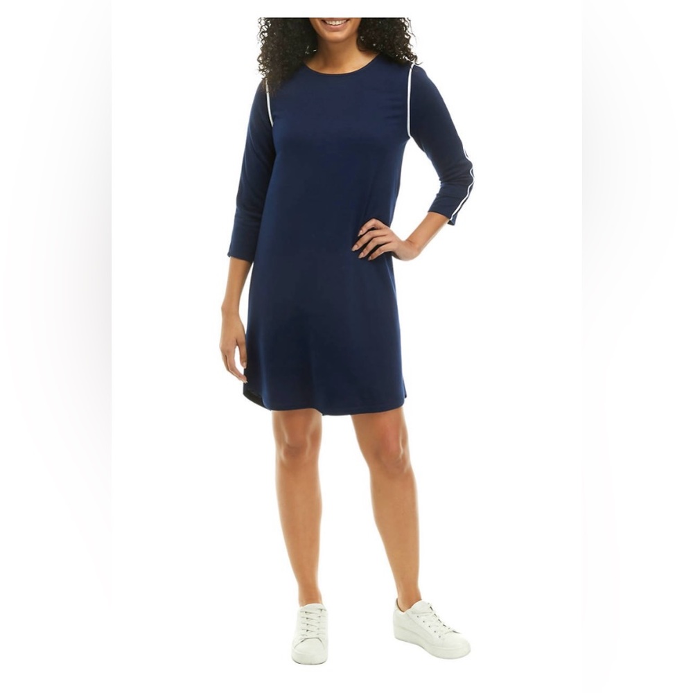 Crown & Ivy 3/4 sleeve piping detailed dress